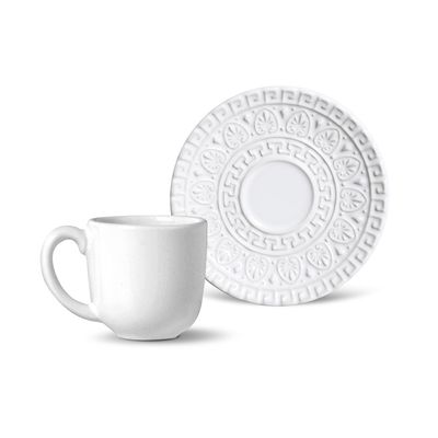 Xícara de Café Greek Cerâmica 6 Peças Branco Porto Brasil