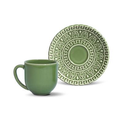 Xícara de Café Greek Cerâmica 6 Peças Sálvia Porto Brasil