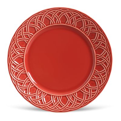 Prato Raso Cestino Cerâmica 6 Peças Vermelho Porto Brasil