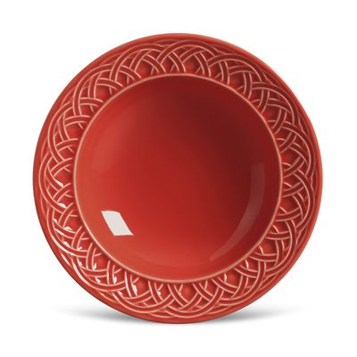 Prato Fundo Cestino Cerâmica 6 Peças Vermelho Porto Brasil
