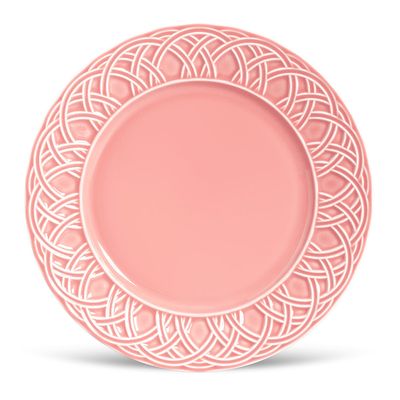 Prato Raso Cestino Cerâmica 6 Peças Rosa Porto Brasil