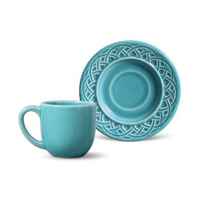 Xícara de Café Cestino Cerâmica 6 Peças Azul Poppy Porto Brasil