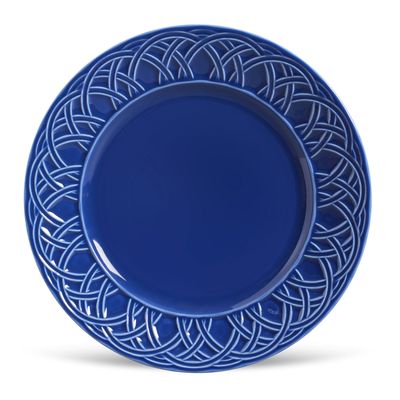 Prato Raso Cestino Cerâmica 6 Peças Azul Navy Porto Brasil