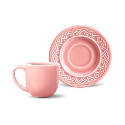 Xícara de Café Cestino Cerâmica 6 Peças Rosa Porto Brasil