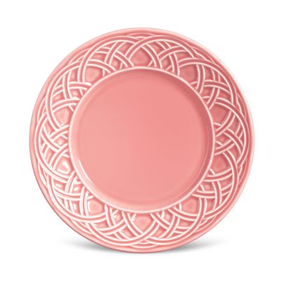 Prato Sobremesa Cestino Cerâmica 6 Peças Rosa Porto Brasil