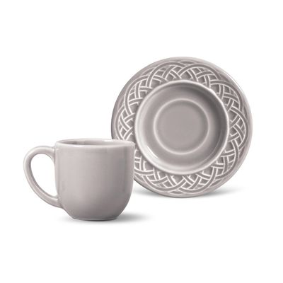 Xícara de Café Cestino Cerâmica 6 Peças Cinza Porto Brasil