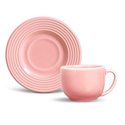 Xícara de Chá Argos Cerâmica 6 Peças Rosa Porto Brasil