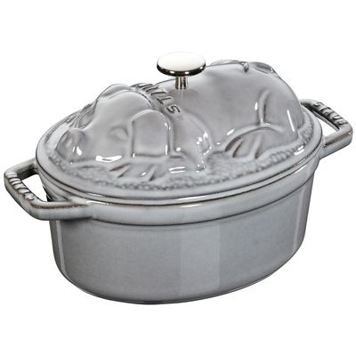 Caçarola Oval Formato Porco Ferro Fundido 17 cm Cinza Grafite Staub