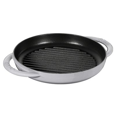 Grelha Redonda com Duas Alças Ferro Fundido 22 cm Cinza Grafite Staub