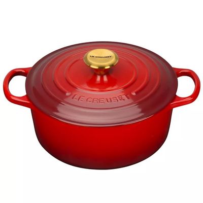 Panela Redonda Signature 24 cm Golden Knob Vermelho v2 Le Creuset