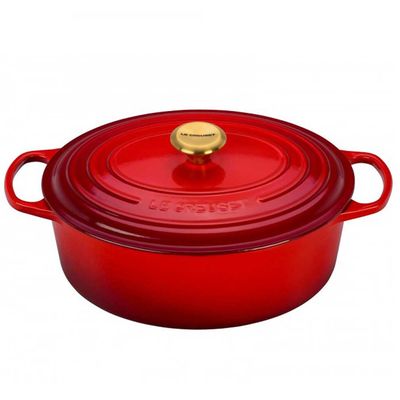 Panela Oval Signature 29 cm Golden Knob Vermelho Le Creuset