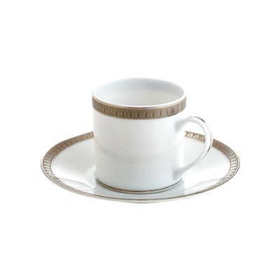 Xícara de Café com Pires Malmaison 100 ml Porcelana Branco com Filete Prata Christofle