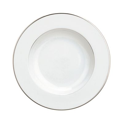 Prato Fundo Albi Porcelana Branco com Filete Prata Christofle