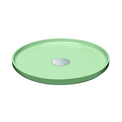 Bandeja Redonda Constellation 32 cm Prata e Madeira Laca Verde Christofle