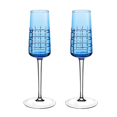 Taça Champagne Graphik 170 ml 2 Peças Cristal Azul Christofle