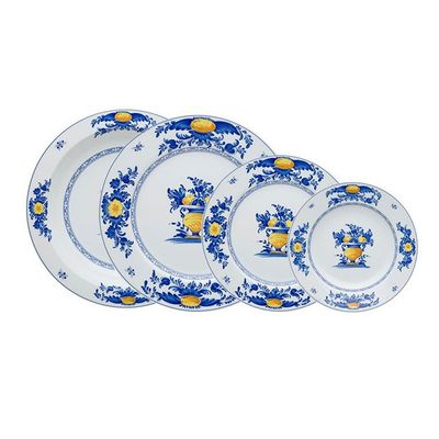 Aparelho de Jantar Viana Porcelana 24 Peças Branco Azul e Amarelo Vista Alegre Atlantis