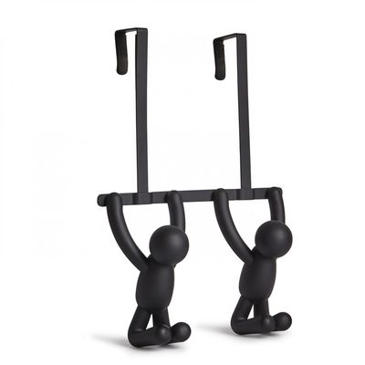 Cabideiro de Parede ou Porta Buddy Plástico 2 Ganchos Preto Umbra