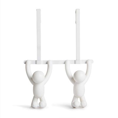 Cabideiro de Parede ou Porta Buddy Plástico 2 Ganchos Branco Umbra