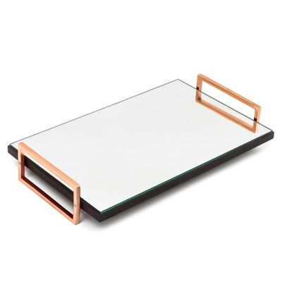 Bandeja Retangular Viena Rose com Espelho 62X35 cm Preto Tablo