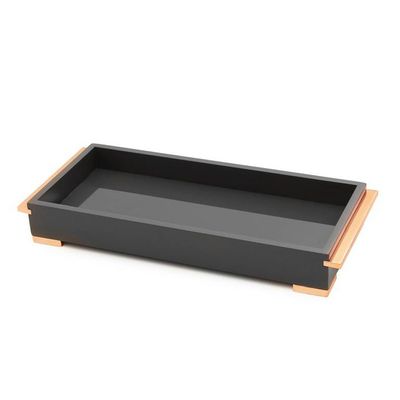 Bandeja Lavabo Biarritiz com Espelho 40X17 cm Grafite e Rose Tablo