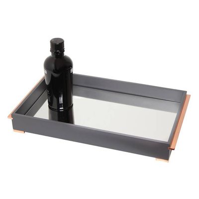 Bandeja Retangular Biarritiz 52X32 cm Grafite e Rose Tablo