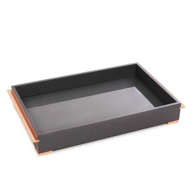 Bandeja Retangular Biarritiz 48X29 cm Grafite e Rose Tablo