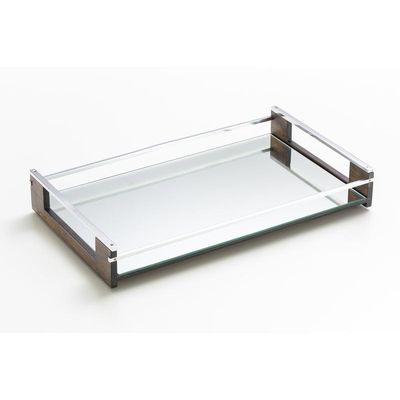 Bandeja Retangular Oslo com Espelho 45X27 cm Madeira Tablo