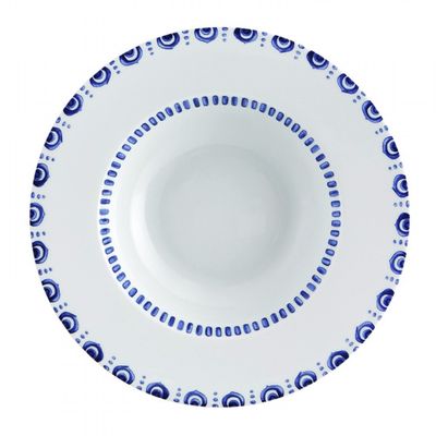 Prato Pasta Azure Lux Porcelana Unidade Branco e Azul Vista Alegre Atlantis