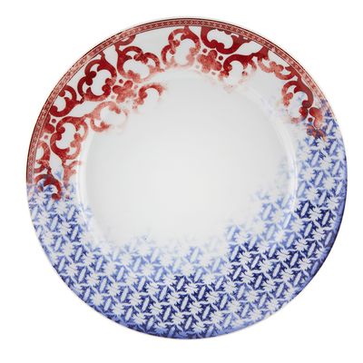Prato Raso Timeless Porcelana Unidade Branco Vermelho e Azul Vista Alegre Atlantis