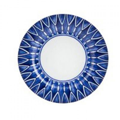 Prato Sobremesa Azure Lux Porcelana Unidade Branco e Azul Vista Alegre Atlantis