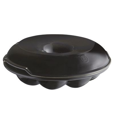 Forma Redonda 8 Moldes com Tampa Cerâmica HR 30,5 cm Preto Emile Henry
