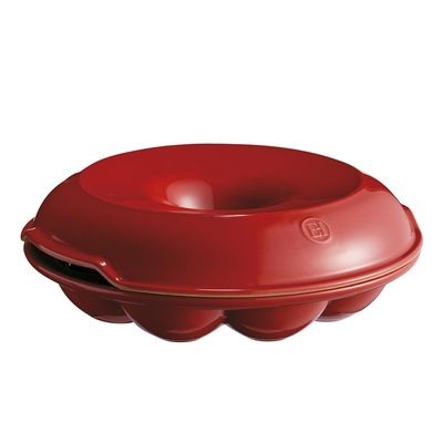 Forma Redonda 8 Moldes com Tampa Cerâmica HR 30,5 cm Vermelho Emile Henry
