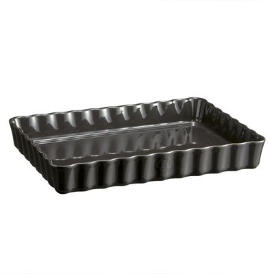 Travessa para Torta Retangular Cerâmica HR 34X24 cm Preto Emile Henry