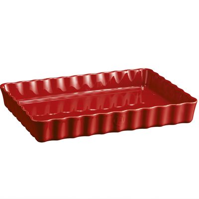 Travessa para Torta Retangular Cerâmica HR 34X24 cm Vermelho Emile Henry