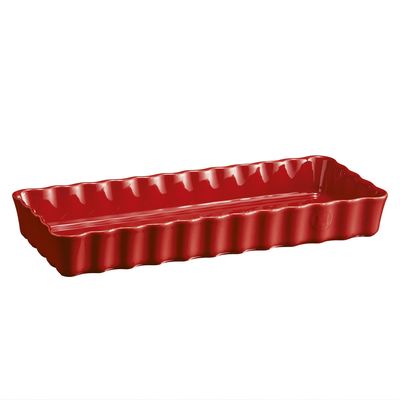 Travessa para Torta Retangular Cerâmica HR 36X15 cm Vermelho Emile Henry
