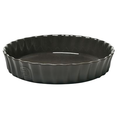 Travessa Canelada para Torta Cerâmica HR 24 cm Preto Emile Henry