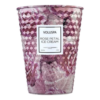 Vela Rose Petal Ice Cream Roses Collection Cone Textura 3D 2 Pávios 80 Horas Voluspa