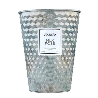 Vela Milk Rose Roses Collection Cone Textura 3D 2 Pávios 80 Horas Voluspa