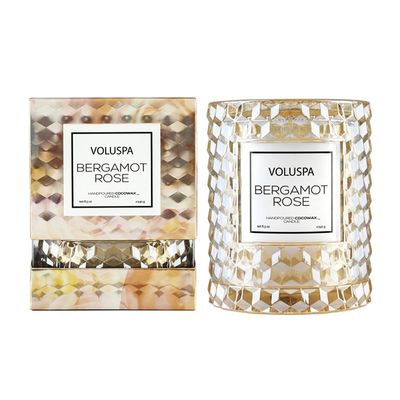 Vela Bergamot Rose Roses Collection Redoma Texturizada Geométrica 3D 55 Horas Voluspa