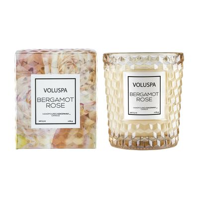 Vela Bergamot Rose Roses Collection Copo Texturizado 3D 40 Horas Voluspa