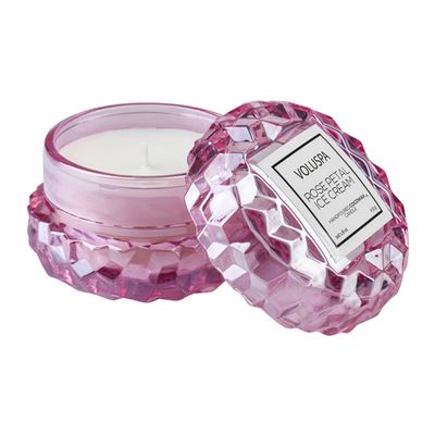 Mini Vela Rose Petal Ice Cream Roses Collection Formato Macaron Textura 3D 15 Horas Voluspa
