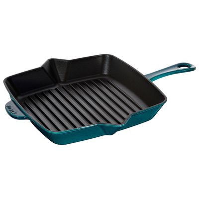 Grelha Quadrada Ferro Fundido 26X26 cm La Mer Mar Azul Turquesa Staub