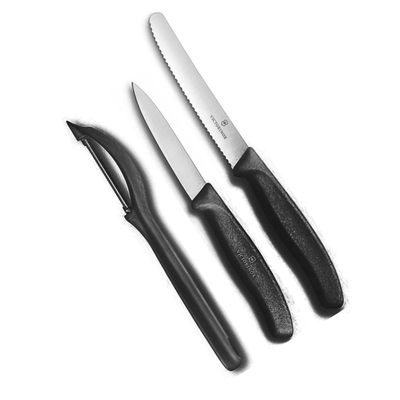 Conjunto de Facas para Descascar Swiss Classic com Descascador 3 Peças Preto Victorinox