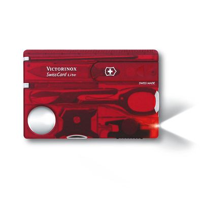 Cartão Multifuncional com Led Swisscard Lite 13 Funções Abs Vermelho Victorinox