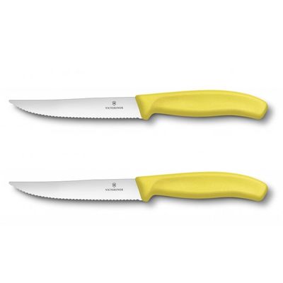 Conjunto de Facas para Churrasco Swiss Classic Gourmet 2 Peças Amarelo Victorinox
