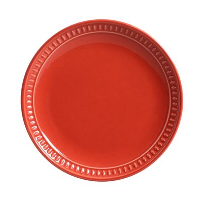 Prato Sobremesa Sevilha Cerâmica 6 Peças Vermelho Porto Brasil
