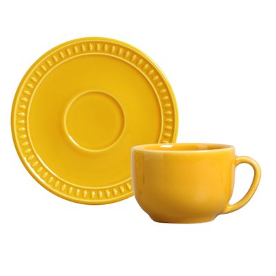 XÍCARA CHÁ SEVILHA MOSTARDA CERAMICA 198 ML CONJUNTO 6 PEÇAS