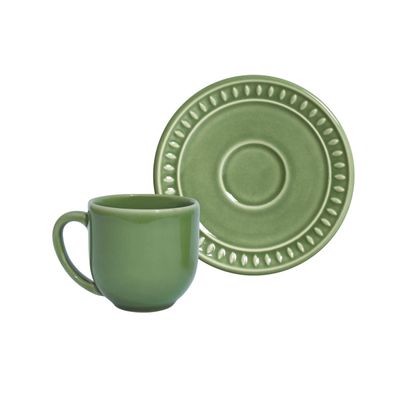 Xícara de Café Sevilha Cerâmica 6 Peças Verde Sálvia Porto Brasil