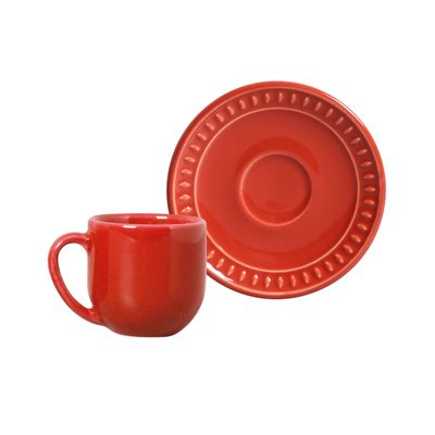 Xícara de Café Sevilha Cerâmica 6 Peças Vermelho Porto Brasil