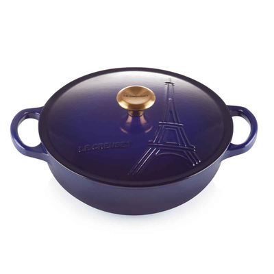 Panela Marmita Gourmet Torre Eifel Pegador Gold 22 cm Azul Indigo Le Creuset